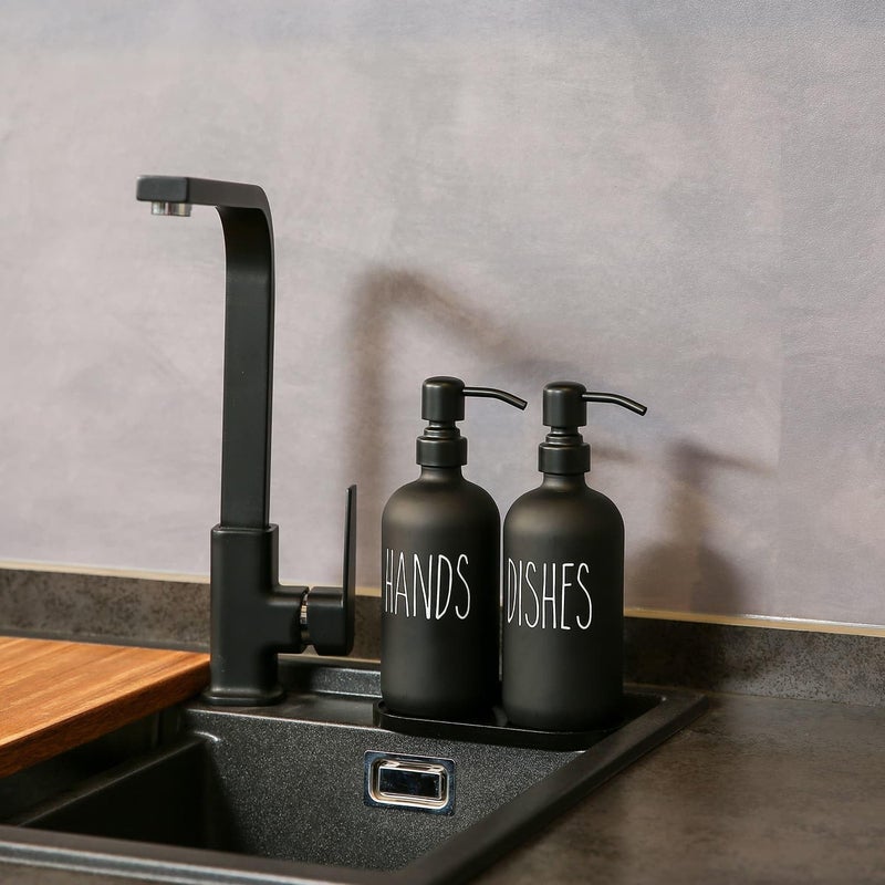 MOMEEMO Black Soap Dispenser Set, Contains Dish and Hand Soap Dispenser, Suitable for Kitchen Decor and Accessories. (Black) - Image 5
